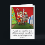 Funny Financial Christmas Humour card<br><div class="desc">Wonderfully funny and slightly sarcastic cartoon characters in hilarious situations that’s sure to bring a smile to anyone’s face. Great fun for the wonderfully funny, slightly sarcastic character you know! Enjoy spreading the laughter with this hilarious financial Christmas humour greeting card by artist Bill Abbott. "Spectickles" the internationally syndicated comic...</div>
