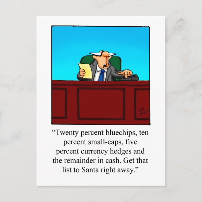Funny Financial Humour Christmas Postcard (Front)