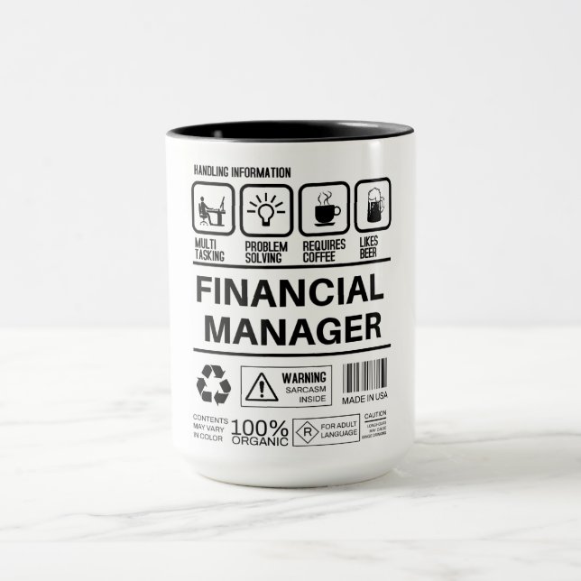 Funny Financial Manager Handling Information Mug (Center)
