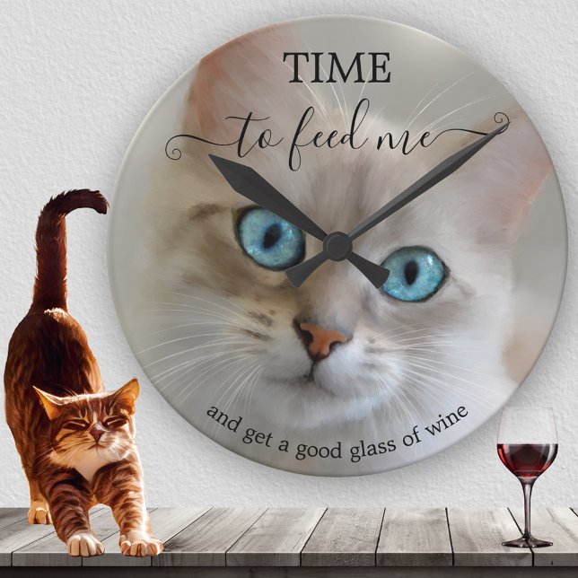 Funny Fine Art Cat  Round Clock (Creator Uploaded)