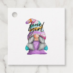 Funny Fine Girl Gnome Favour Tags