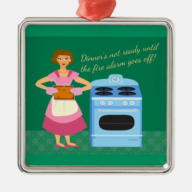 Funny Fire Alarm Supper Time Saying Metal Ornament (Front)