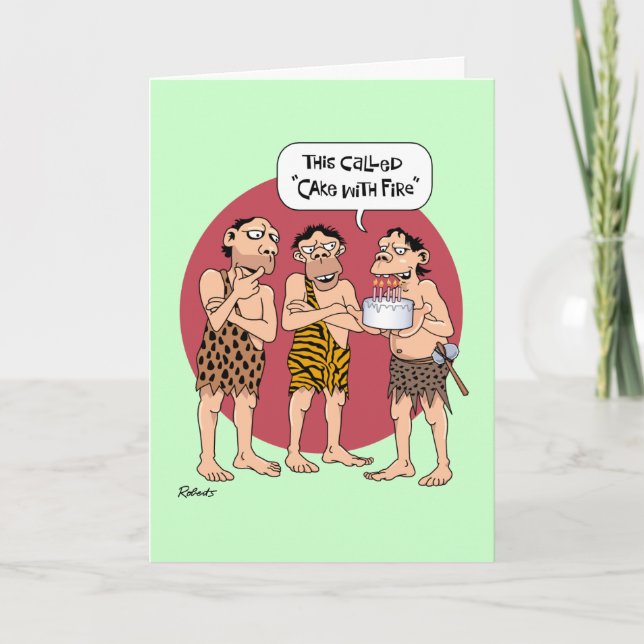 Funny "Fire Cake" Birthday Card (Front)