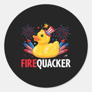 Funny Firecracker Duck 4th Of July Classic Round Sticker