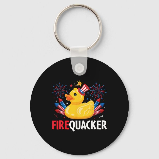 Funny Firecracker Duck 4th Of July  Key Ring (Front)