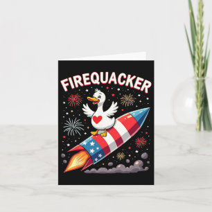 Funny Firecracker Duck Goose 4th Of July Patriotic Card