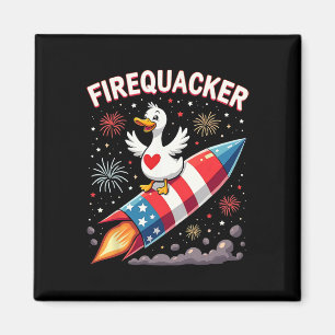 Funny Firecracker Duck Goose 4th Of July Patriotic Magnet
