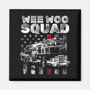 Funny firefighter american flag fire truck graphic magnet