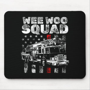 Funny firefighter american flag fire truck graphic mouse pad