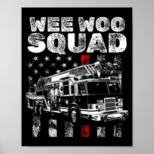 Funny Firefighter American Flag Fire Truck Graphic Poster