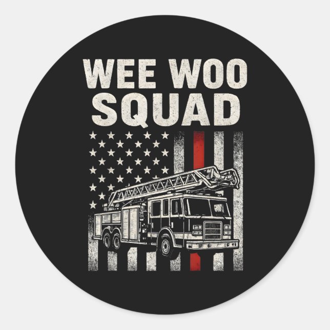 Funny Firefighter Art For Men Women Kids Fire Truc Classic Round Sticker (Front)