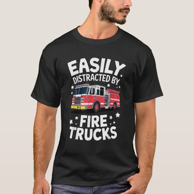 Funny Firefighter Art For Men Women Kids Fire Truc T-Shirt (Front)