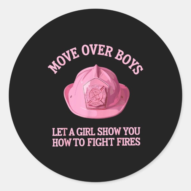 Funny Firefighter Art For Women Girls Fire Fighter Classic Round Sticker (Front)