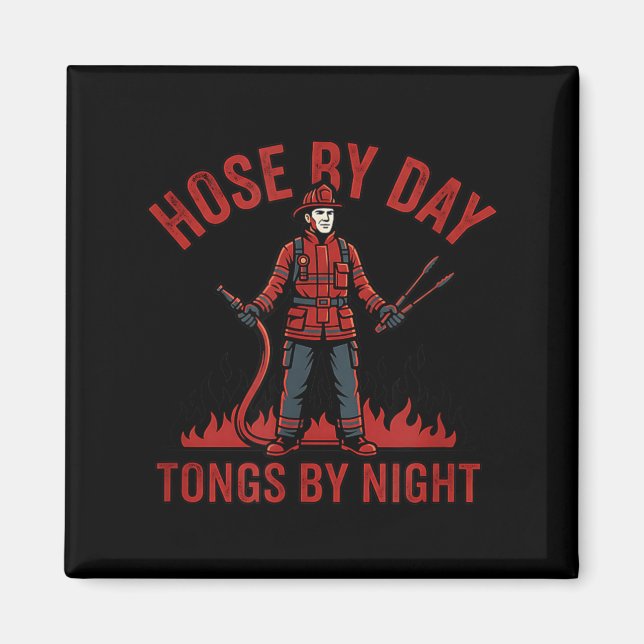 Funny Firefighter Bbq Grilling Humour Fire Rescue Magnet (Front)
