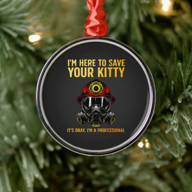Funny Firefighter For Fireman Metal Ornament (Tree)