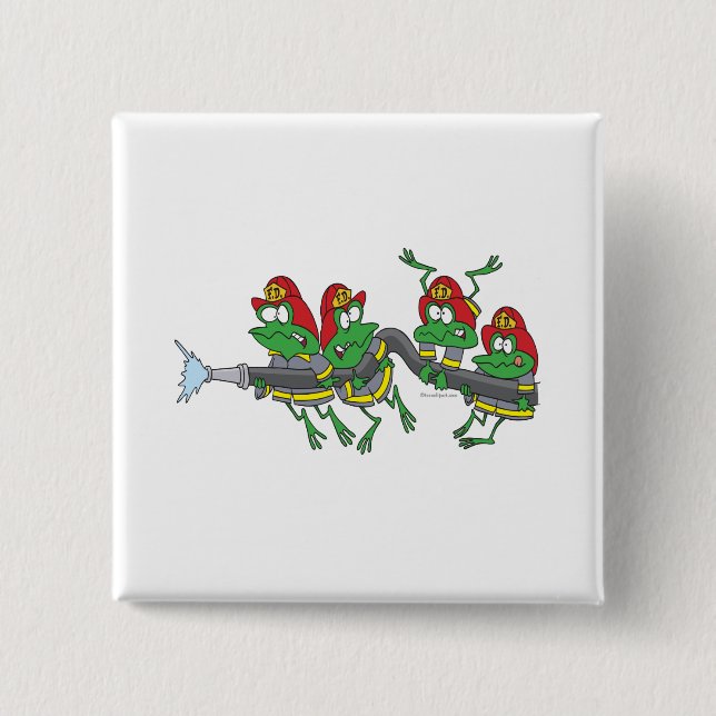 funny firefighter froggy frogs 15 cm square badge (Front)