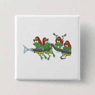 funny firefighter froggy frogs 15 cm square badge