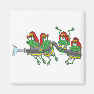 funny firefighter froggy frogs magnet