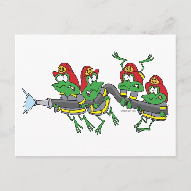 funny firefighter froggy frogs postcard (Front)