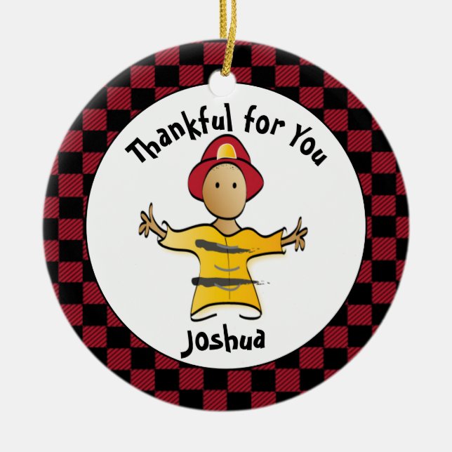 Funny Firefighter Gift - Thank You Fireman Ceramic Ornament (Front)