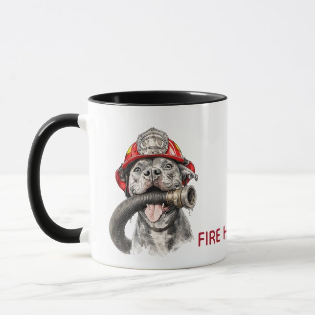 Funny Firefighter Mug Dog Hose Humour Gift (Left)