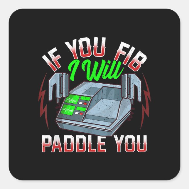 Funny FireFighter Police Office Defibrillator Square Sticker (Front)