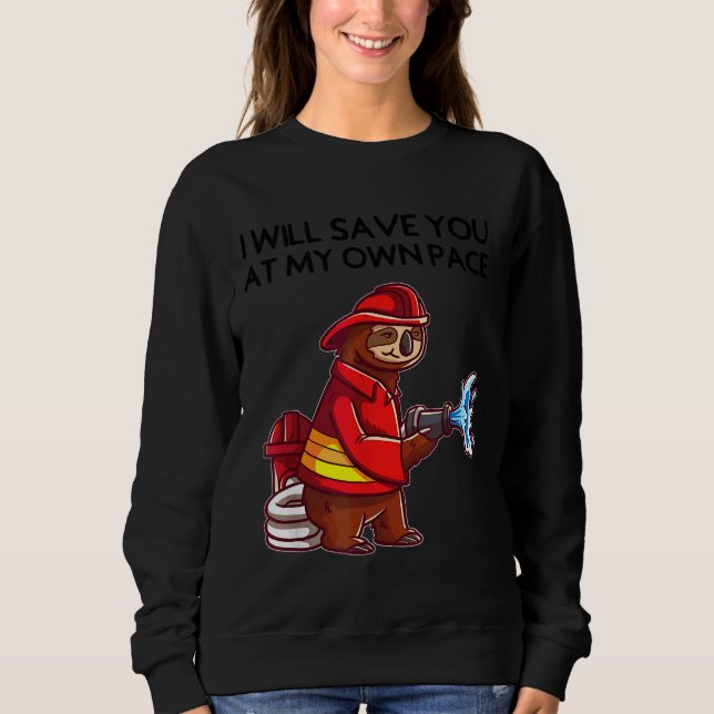 Funny Firefighter Sloth Kids  For Fireman Boys Sweatshirt (Front)