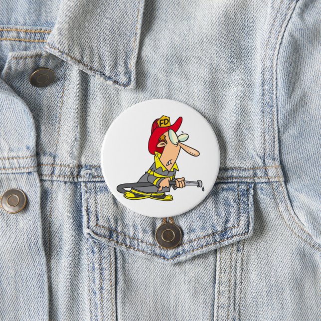 Funny Firefighter with Hose Emergency Responder  7.5 Cm Round Badge (Creator Uploaded)