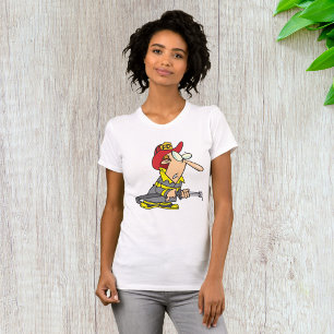Funny Firefighter with Hose Emergency Responder  T-Shirt