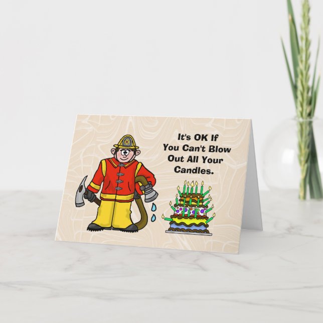 Funny Fireman Birthday Card (Front)