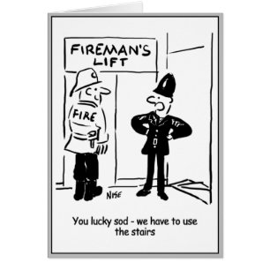 Funny Fireman Firefighter and Policeman Cartoon