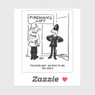Funny Fireman Firefighter and Policeman Cartoon