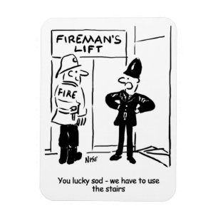 Funny Fireman Firefighter and Policeman Cartoon Magnet