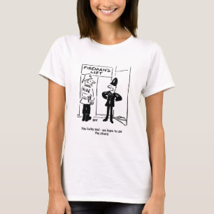 Funny Fireman Firefighter and Policeman Cartoon T-Shirt