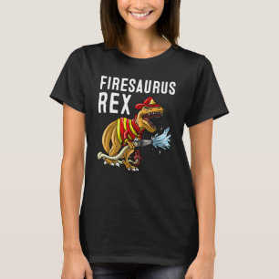 Funny Firemen Firefighter Gift Dino Boys Cool Fire T-Shirt