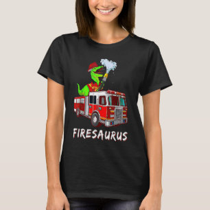 Funny Firemen Firefighter Gift Dino Boys Cool Fire T-Shirt