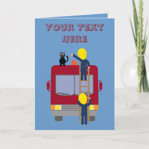 Funny firemen rescuing cat card