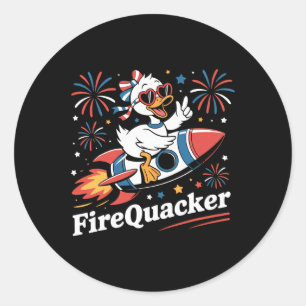 Funny Firequacker Goose 4th Of July Shirt Independ Classic Round Sticker