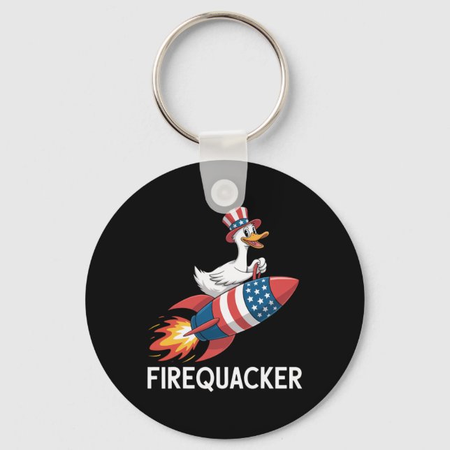 Funny Firequacker Goose 4th Of July Shirt Independ Key Ring (Front)