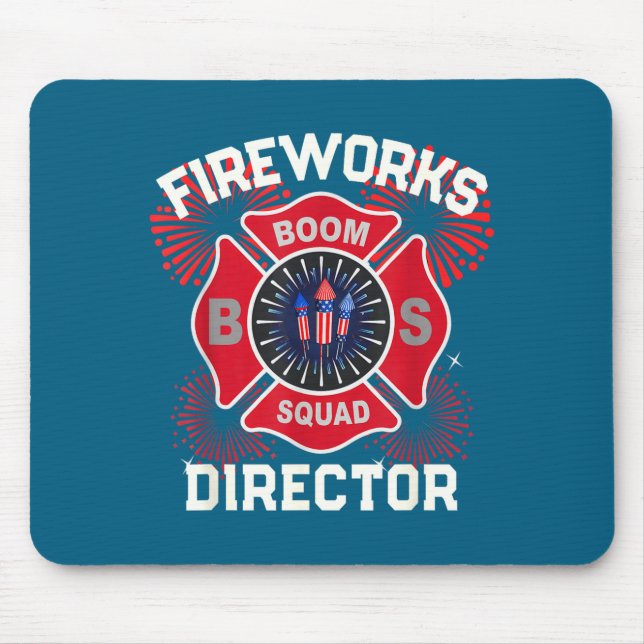 Funny firework director safety boom squad mouse pad (Front)