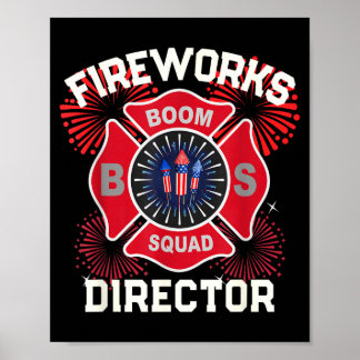 Funny firework director safety boom squad poster
