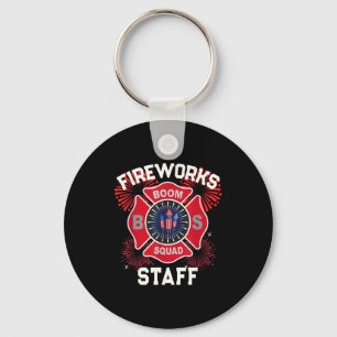 Funny firework staff boom squad technician safety key ring