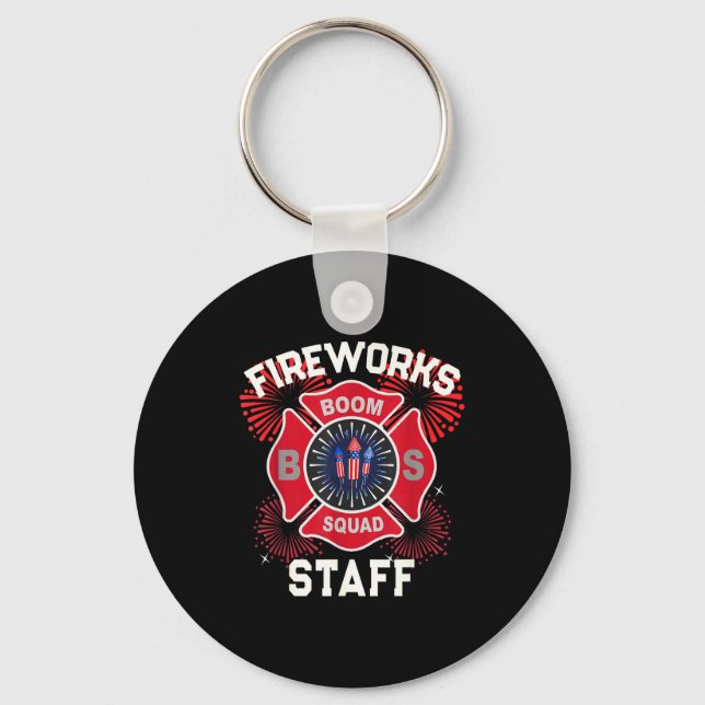 Funny firework staff boom squad technician safety key ring (Front)
