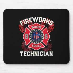 Funny firework technician boom squad safety mouse pad