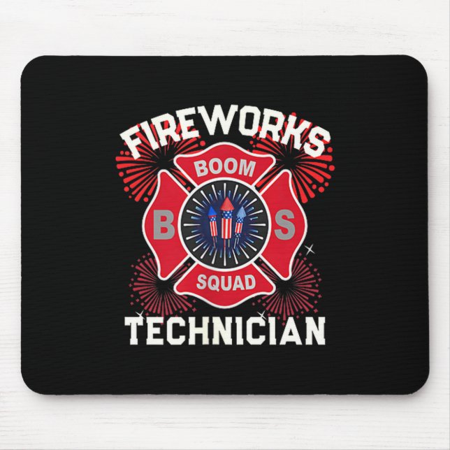 Funny firework technician boom squad safety mouse pad (Front)