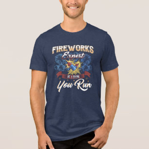 Funny Fireworks Expert Run If I Run Independence Tri-Blend Shirt