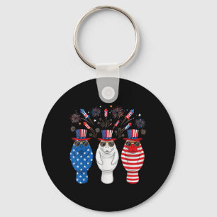 Funny Fireworks Mana American USA Flag 4th of July Key Ring