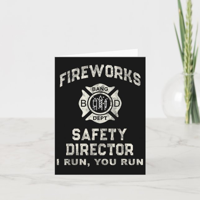 Funny Fireworks Safety Director Boom Squad Firefig Card (Front)