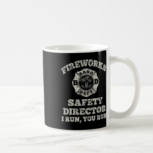 Funny Fireworks Safety Director Firefighter Americ Coffee Mug (Right)