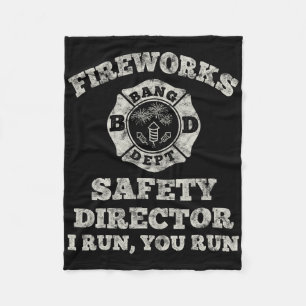 Funny Fireworks Safety Director Firefighter Americ Fleece Blanket